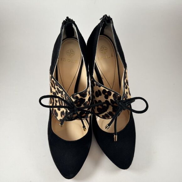 Isola Isabel exotic banded pump leopard print lace up leather stiletto sz 8 - Picture 4 of 9